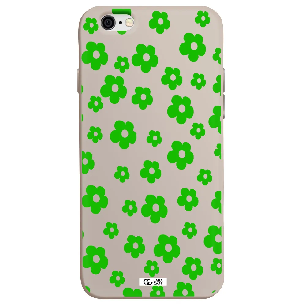 Five Petal Green Flower Apple iPhone 6 Silicone Stone Case