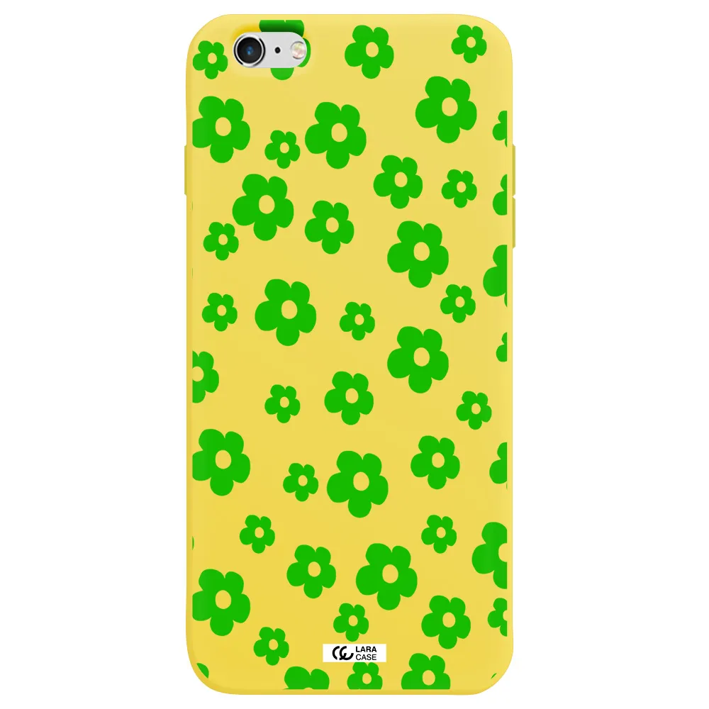 Five Petal Green Flower Apple iPhone 6S Silicone canary yellow Case