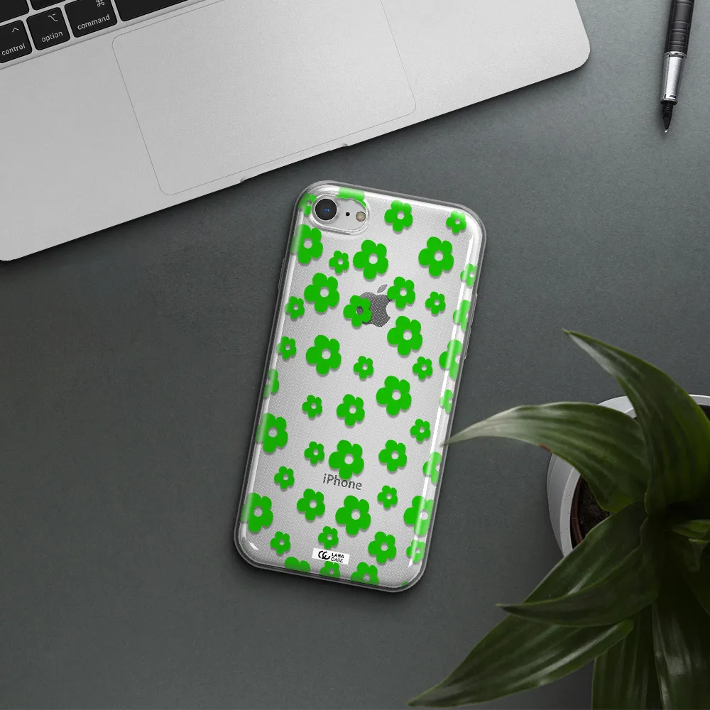 Five Petal Green Flower Apple iPhone 7 Clear TPU Case
