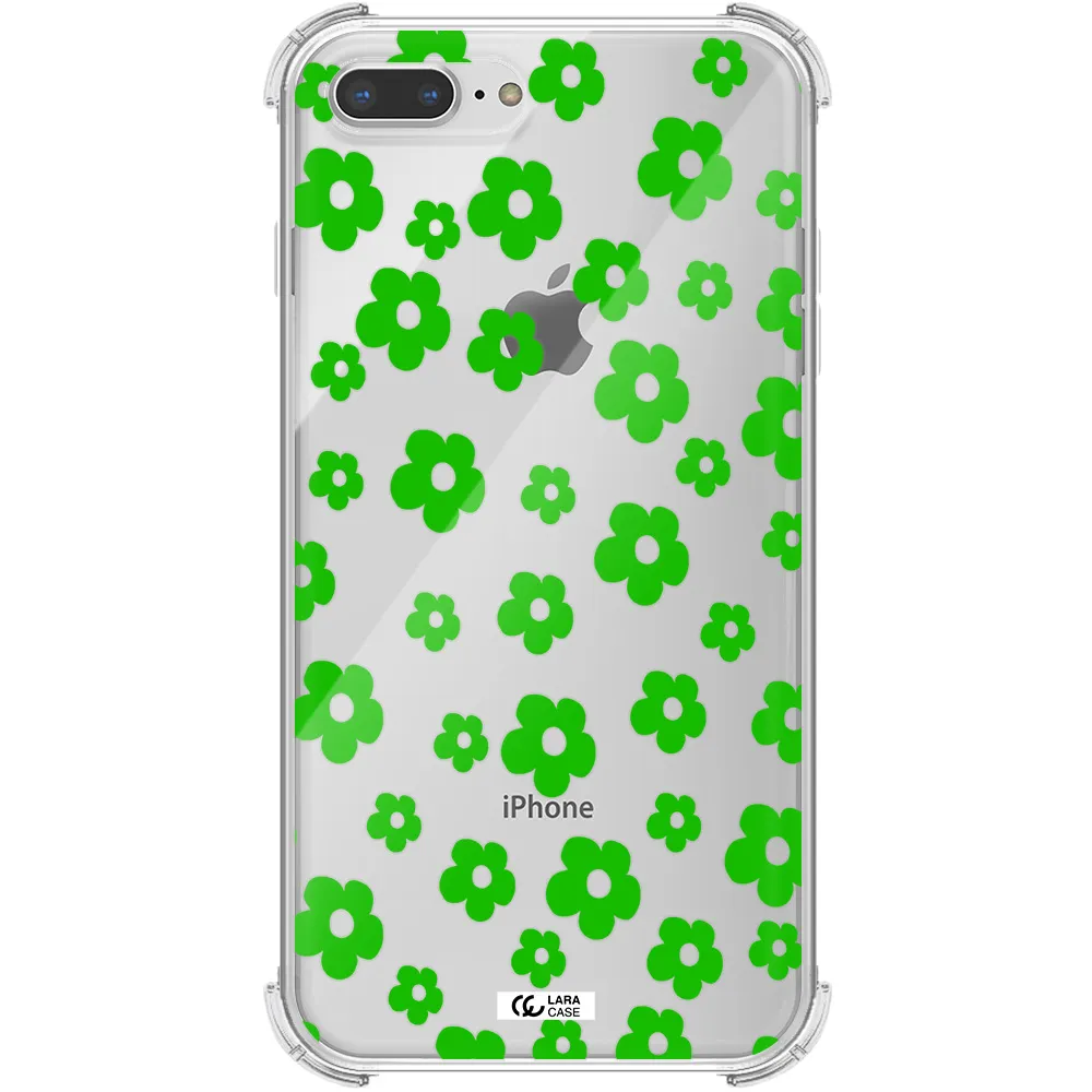 Five Petal Green Flower Apple iPhone 7 plus Clear PC Case