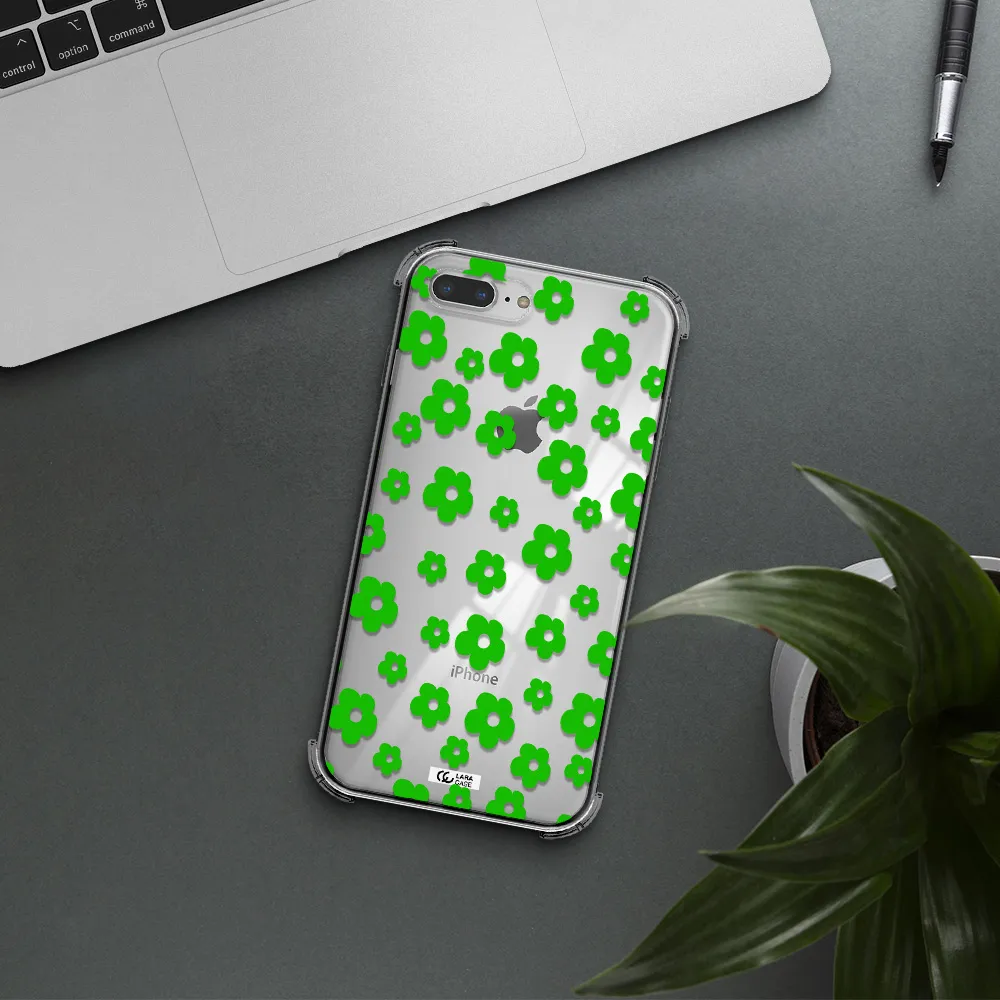 Five Petal Green Flower Apple iPhone 7 plus Clear PC Case