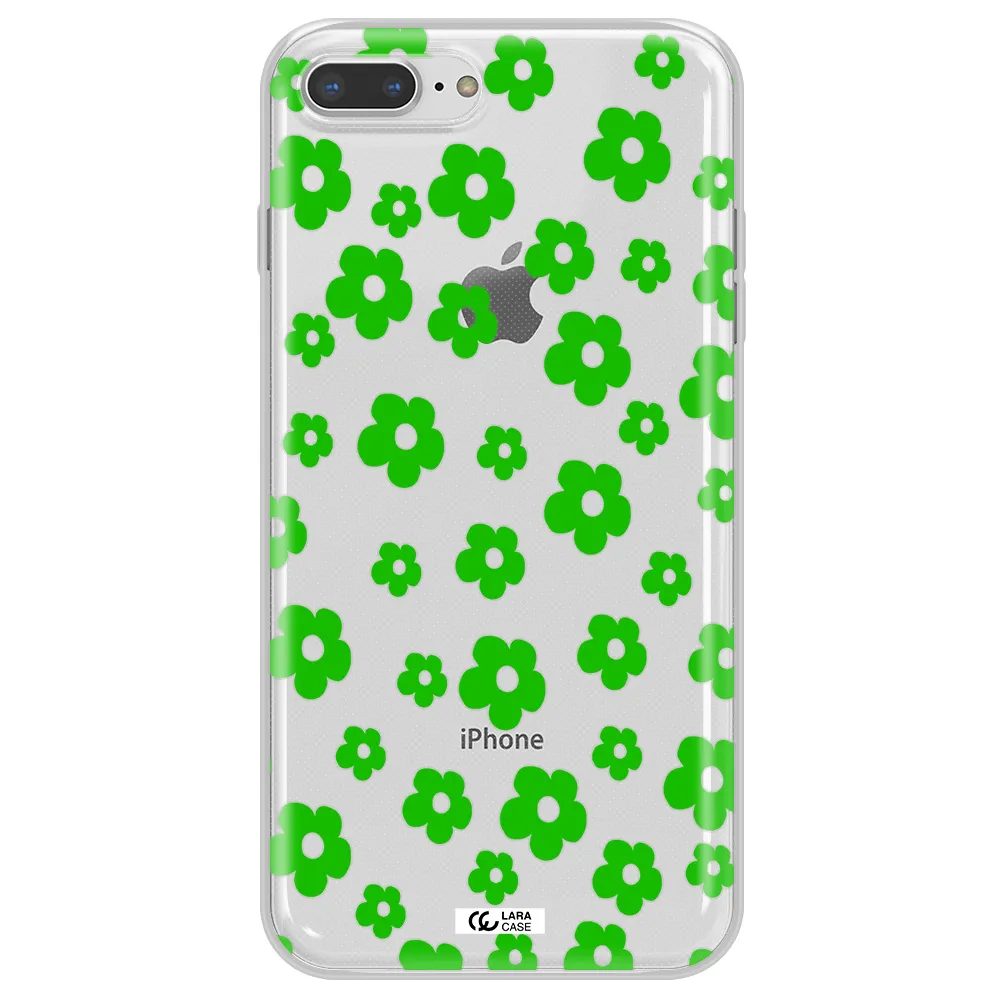 Five Petal Green Flower Apple iPhone 7 plus Clear TPU Case