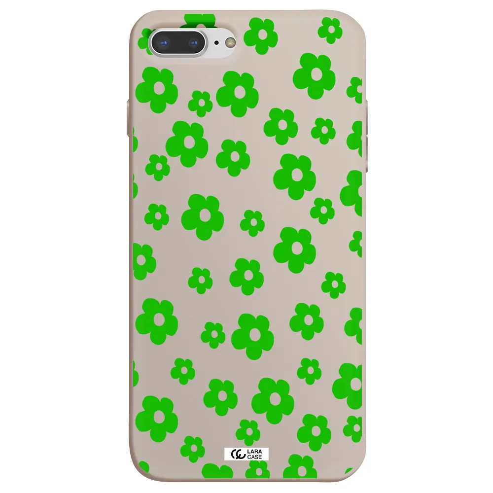 Five Petal Green Flower Apple iPhone 7 plus Silicone Stone Case