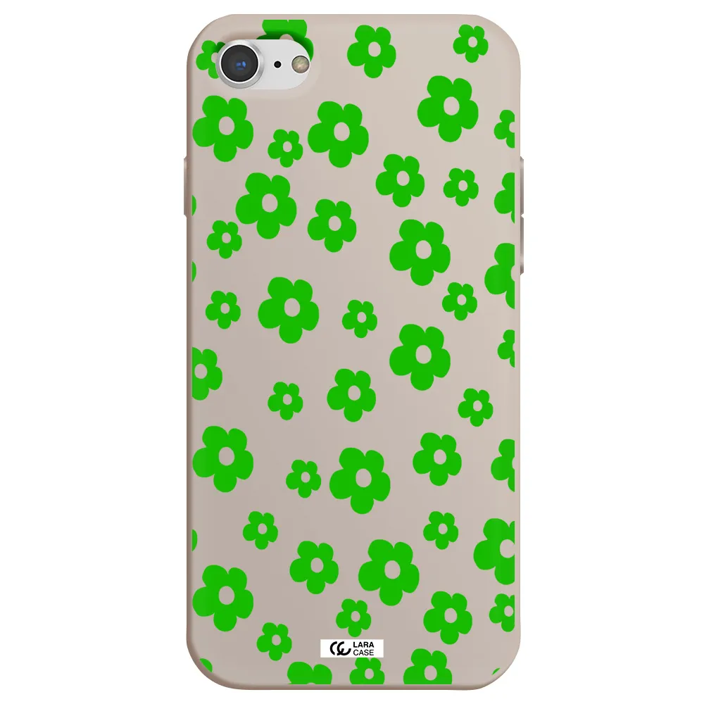 Five Petal Green Flower Apple iPhone 7 Silicone Stone Case