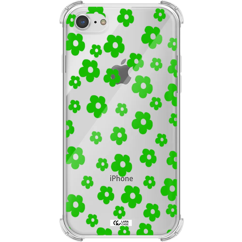 Five Petal Green Flower Apple iPhone 8 Clear PC Case
