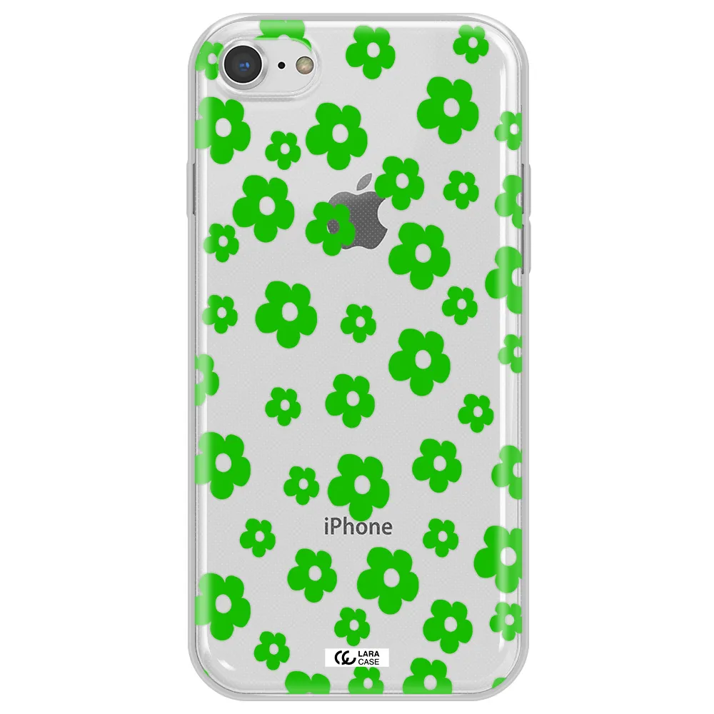 Five Petal Green Flower Apple iPhone 8 Clear TPU Case