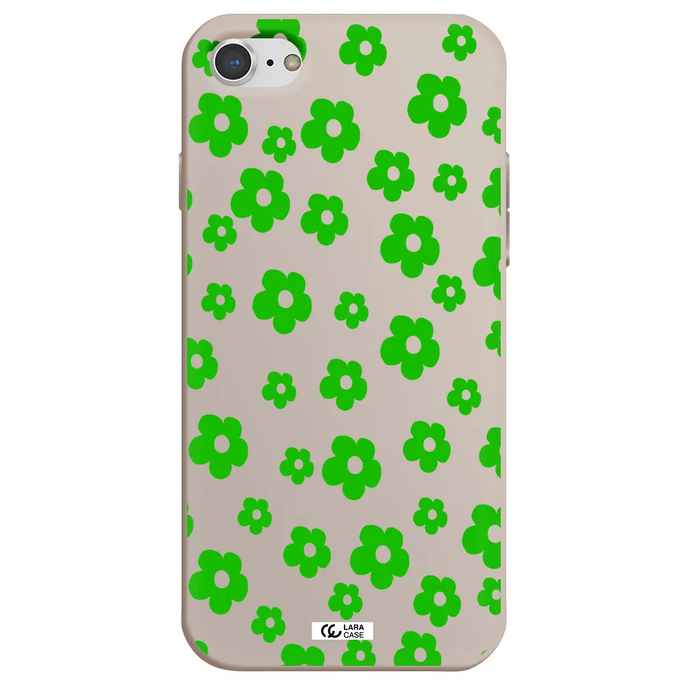 Five Petal Green Flower Apple iPhone 8 Silicone Stone Case