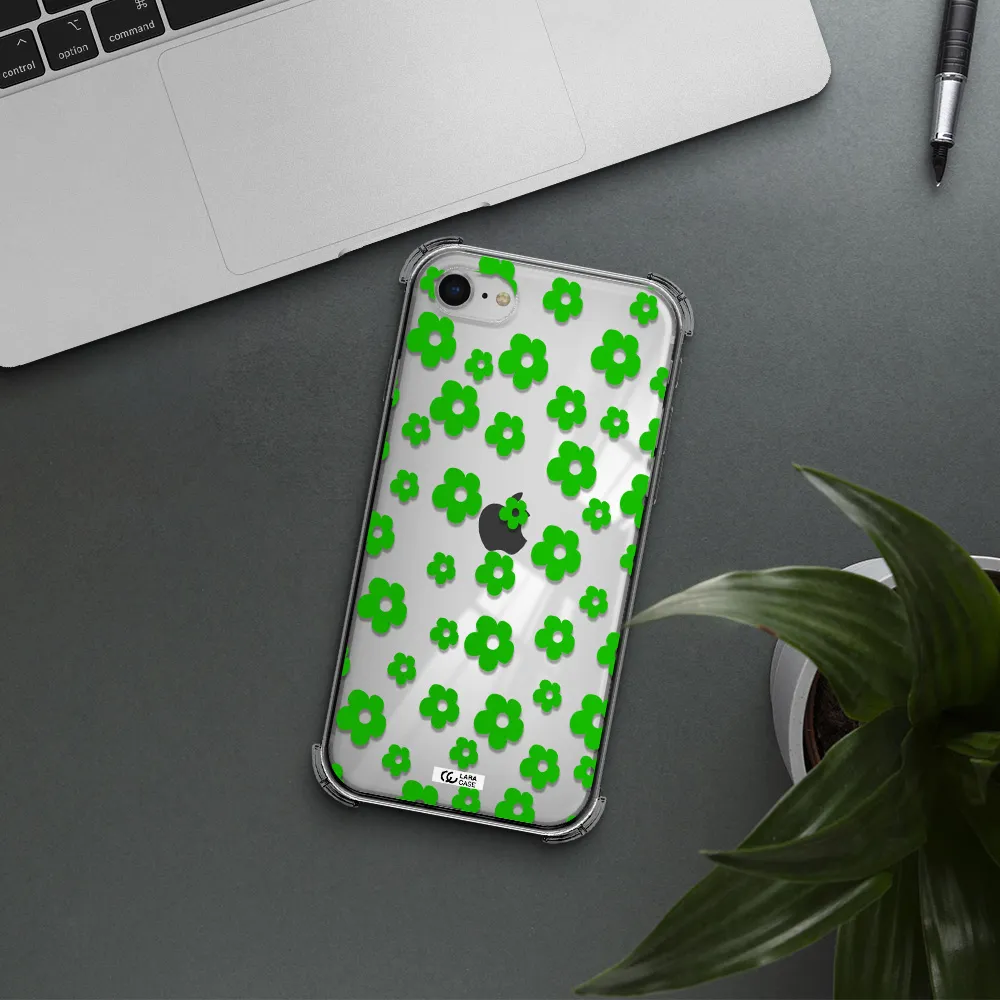 Five Petal Green Flower Apple iPhone se 2020 Clear PC Case