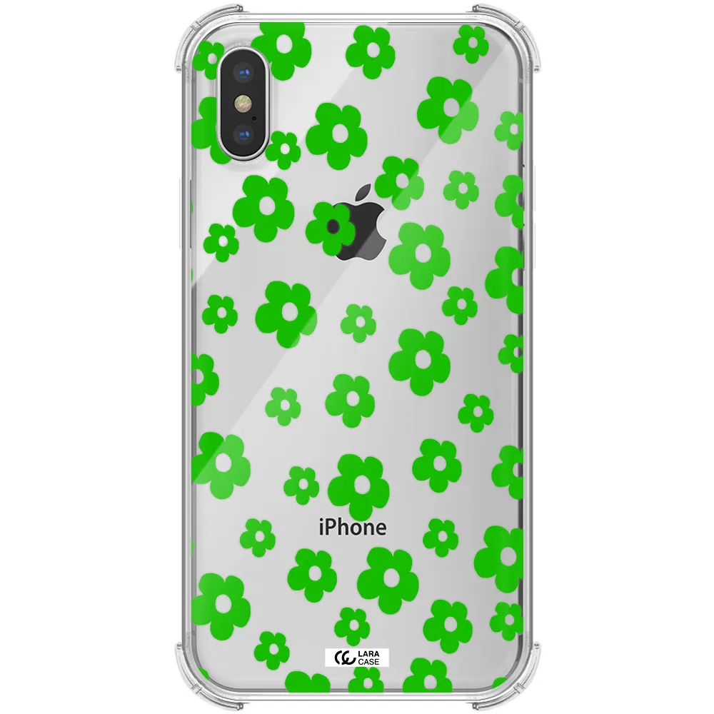 Five Petal Green Flower Apple iPhone X Clear PC Case