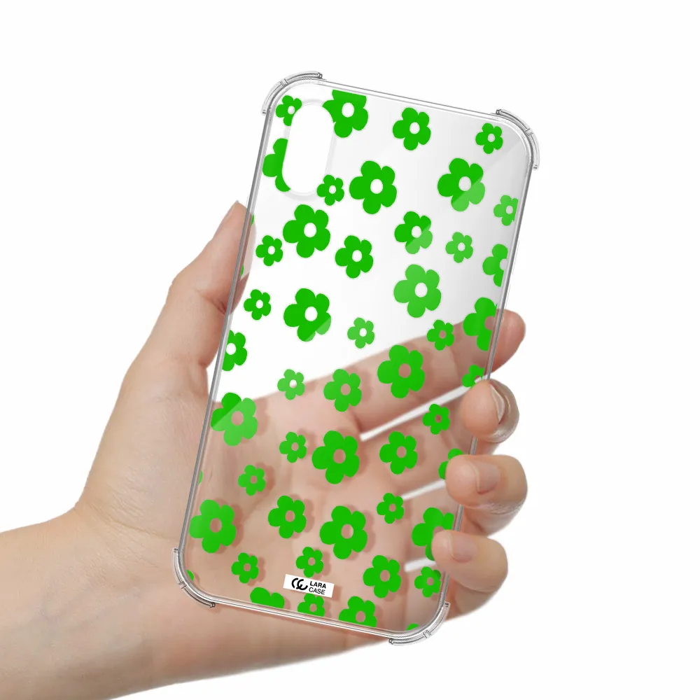 Five Petal Green Flower Apple iPhone X Clear PC Case