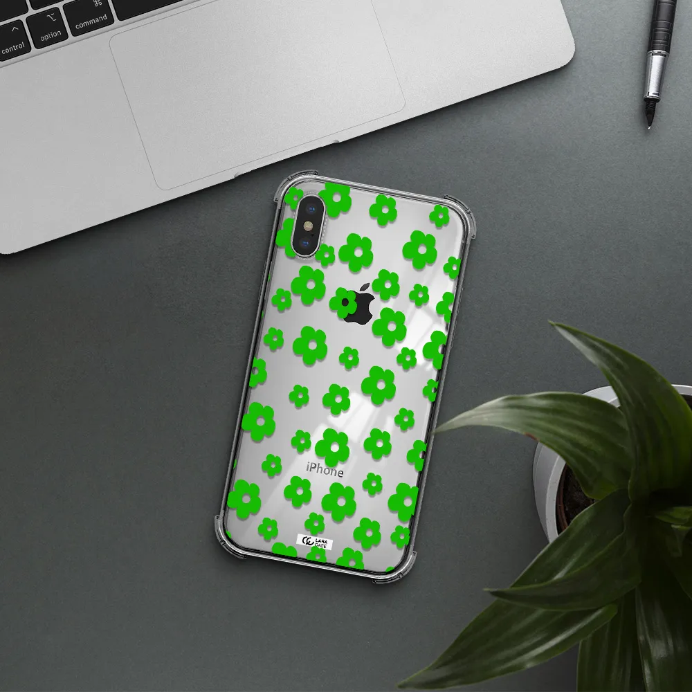 Five Petal Green Flower Apple iPhone X Clear PC Case