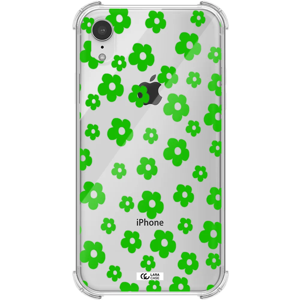 Five Petal Green Flower Apple iPhone XR Clear PC Case