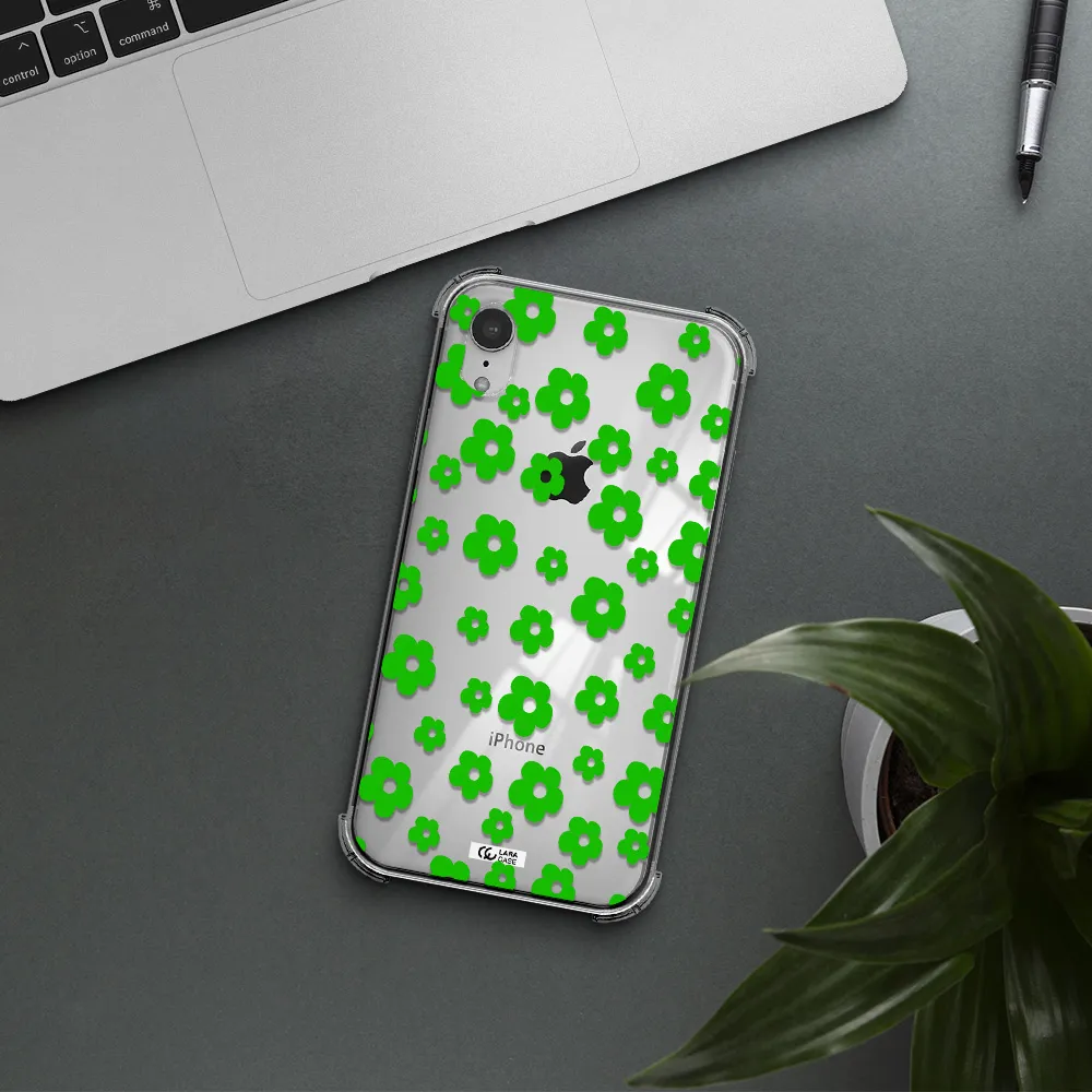 Five Petal Green Flower Apple iPhone XR Clear PC Case