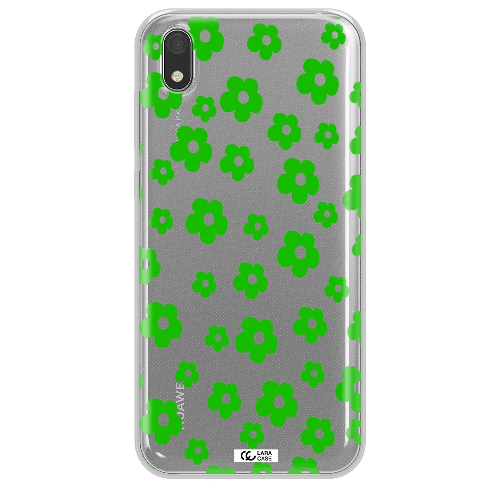 Five Petal Green Flower Huawei Honor 8S Clear TPU Case