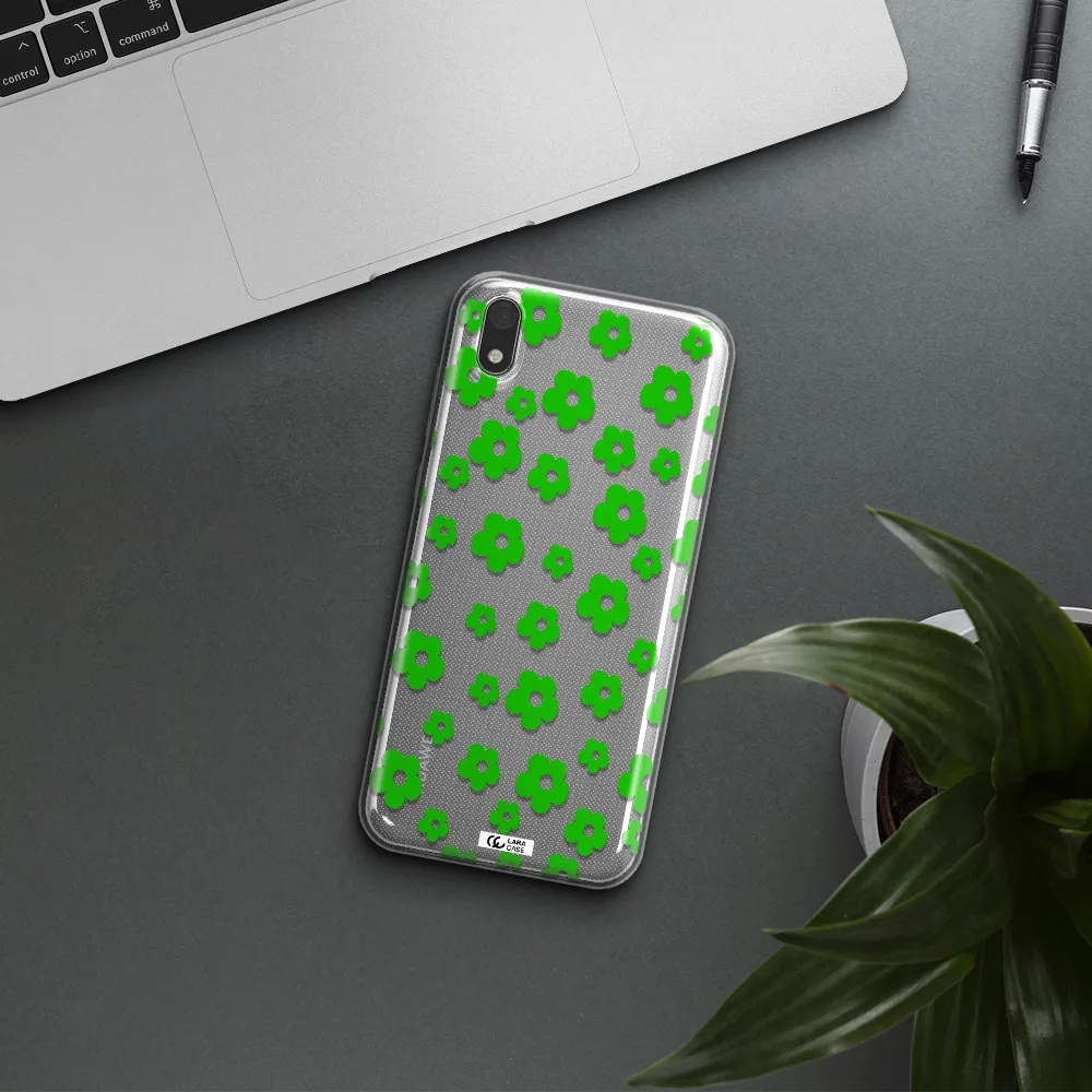 Five Petal Green Flower Huawei Honor 8S Clear TPU Case