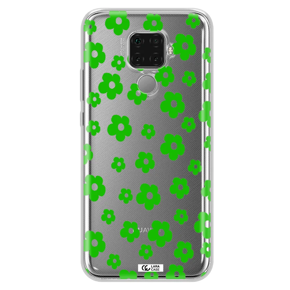 Five Petal Green Flower Huawei Mate 30 Lite Clear TPU Case