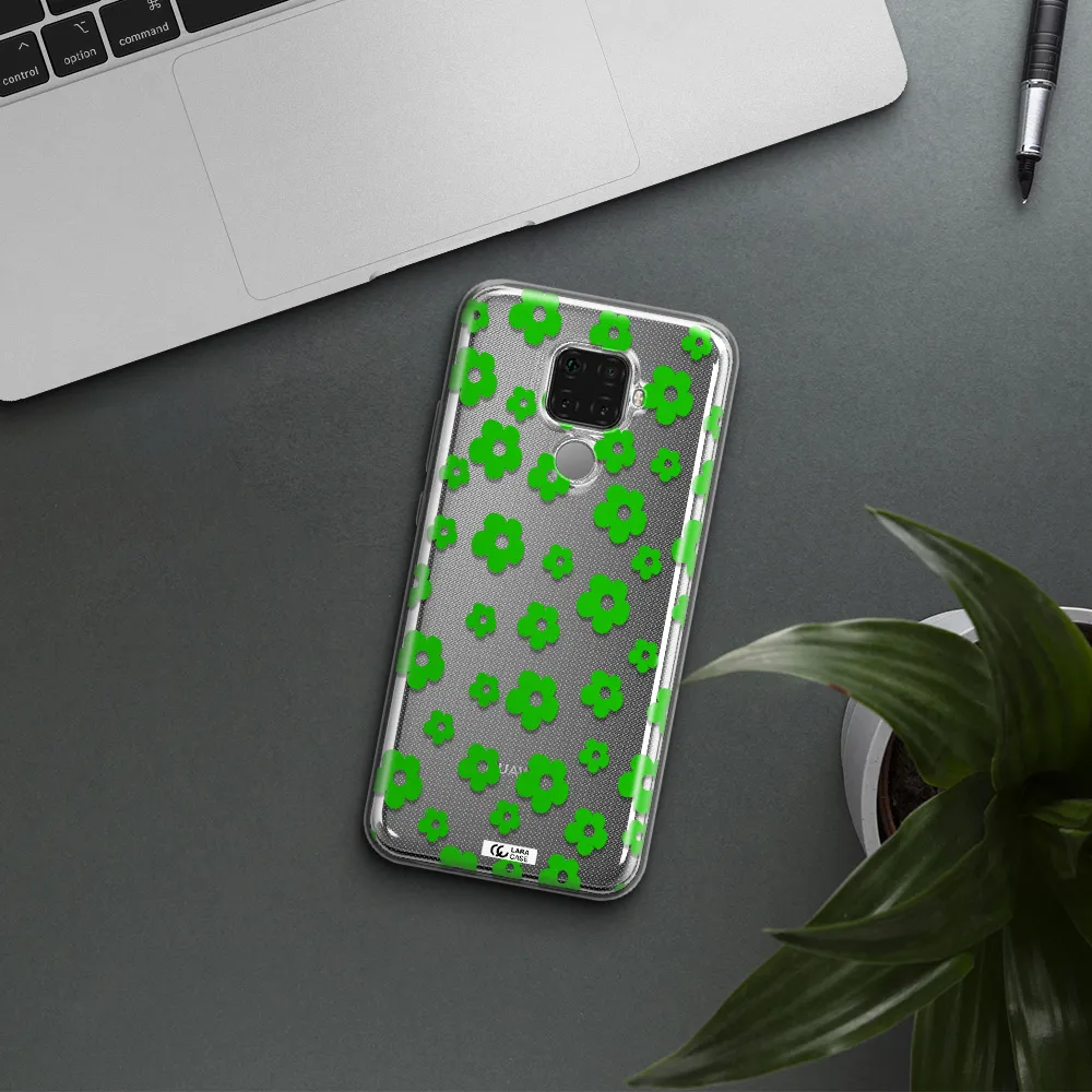 Five Petal Green Flower Huawei Mate 30 Lite Clear TPU Case