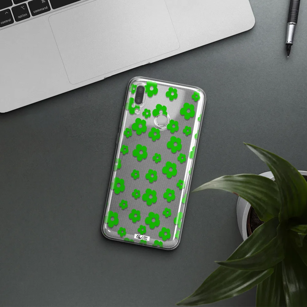 Five Petal Green Flower Huawei P Smart 2019 Clear TPU Case