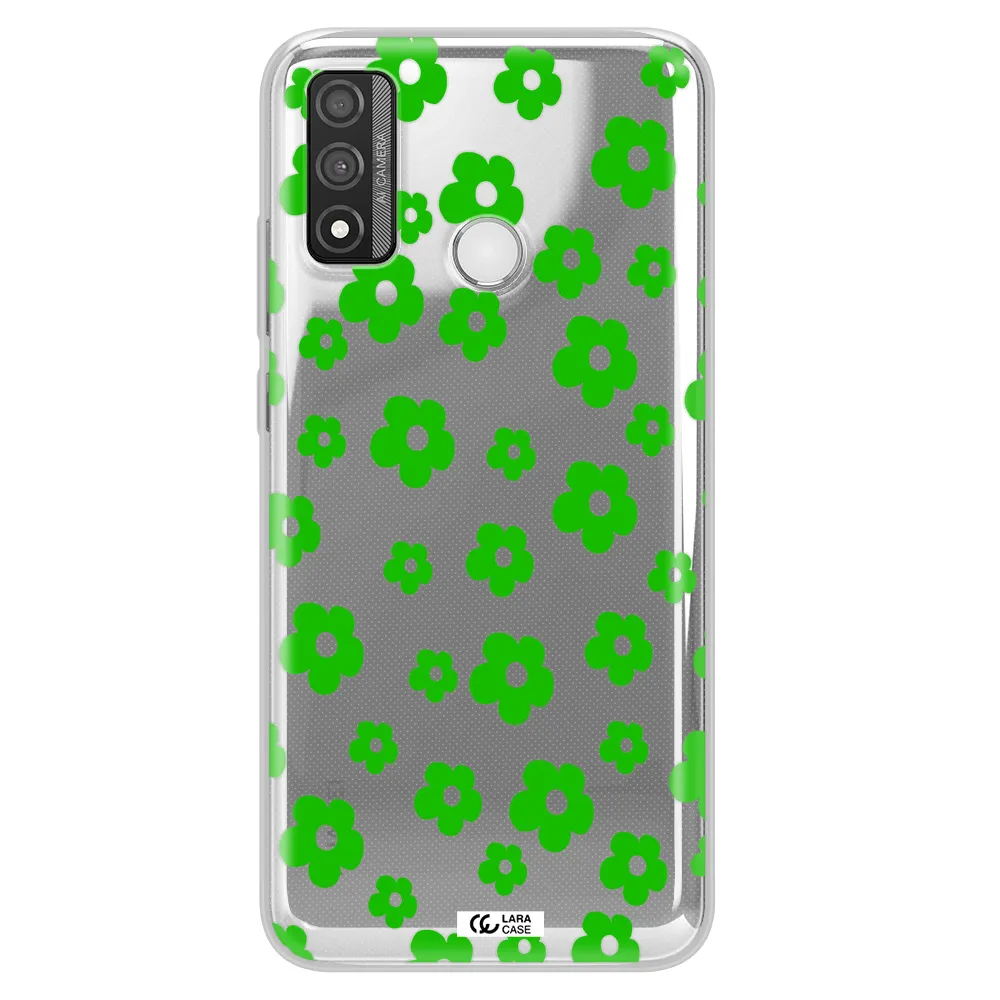 Five Petal Green Flower Huawei P Smart 2020 Clear TPU Case