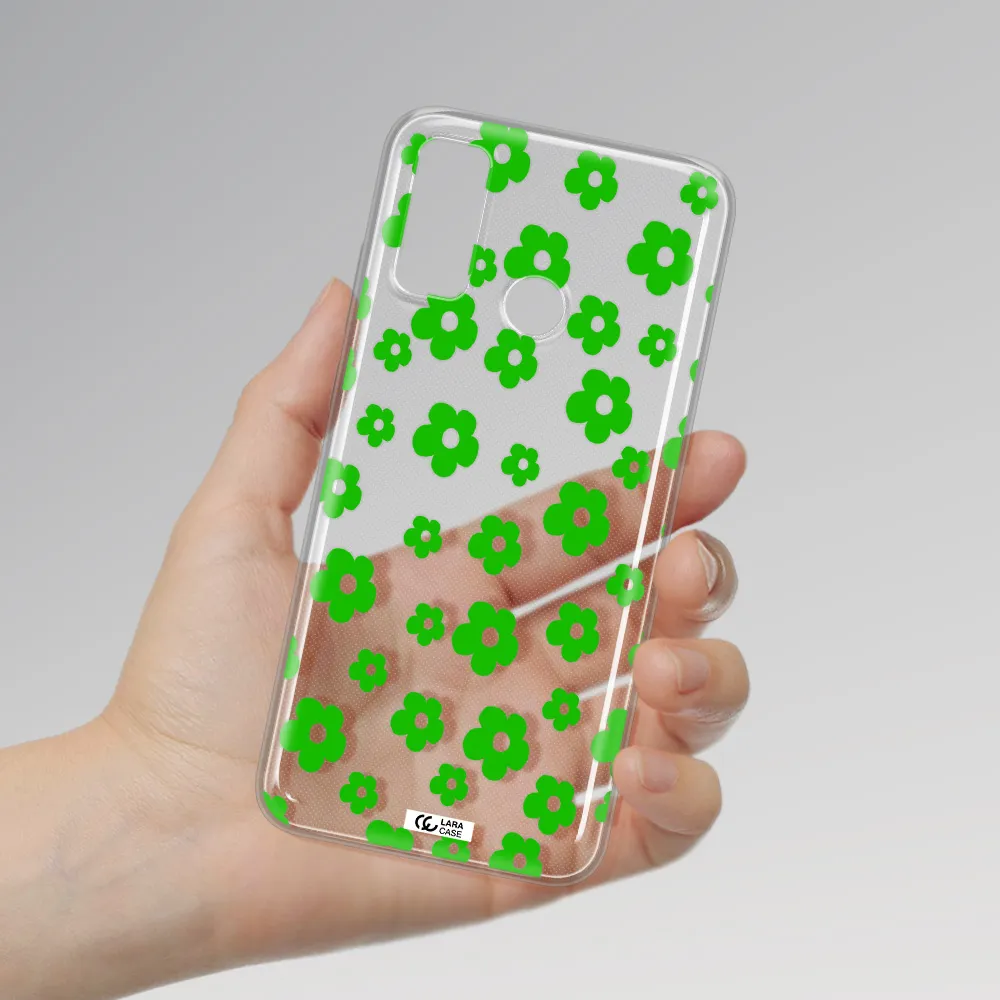 Five Petal Green Flower Huawei P Smart 2020 Clear TPU Case