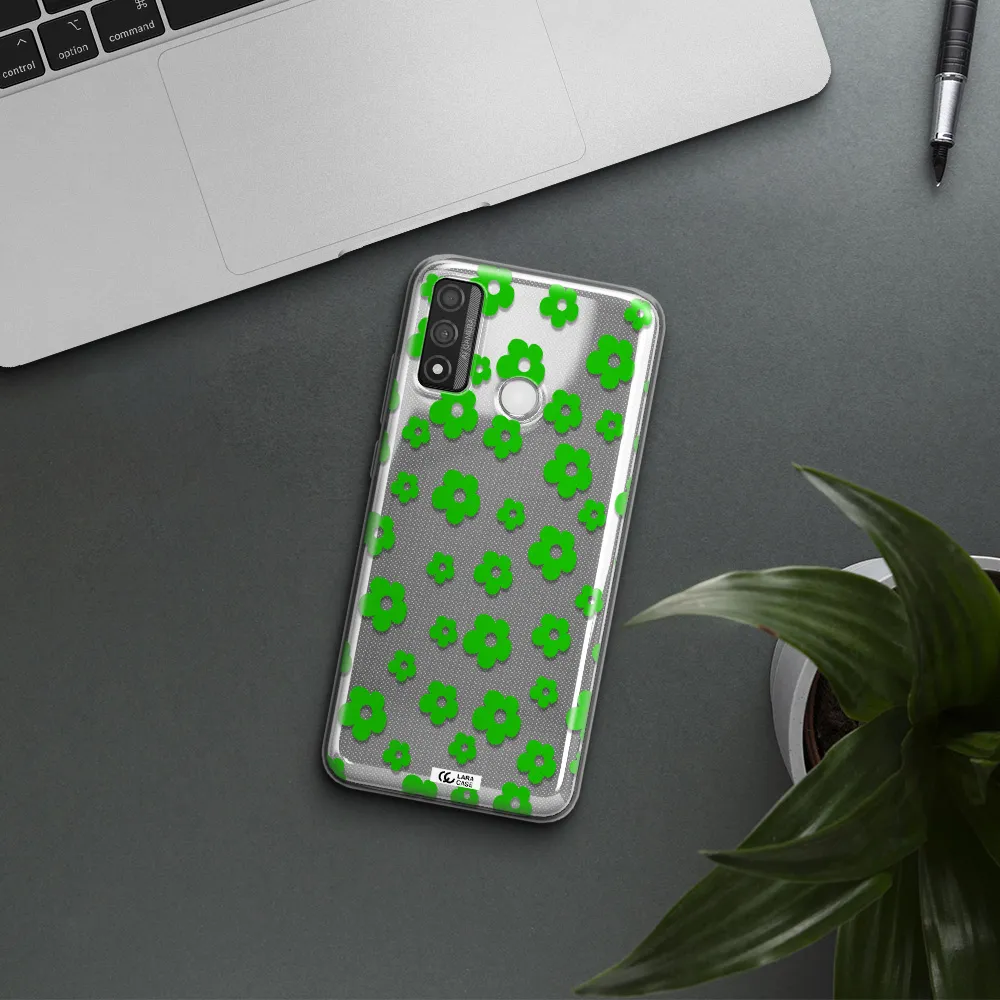Five Petal Green Flower Huawei P Smart 2020 Clear TPU Case