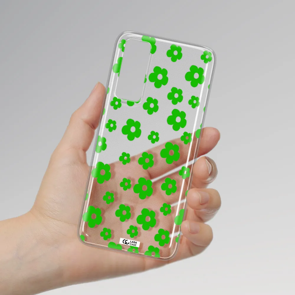 Five Petal Green Flower Huawei P Smart 2021 Clear TPU Case