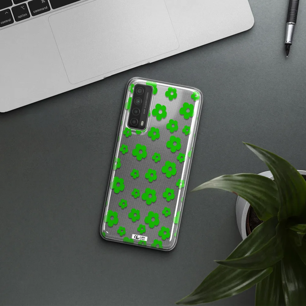 Five Petal Green Flower Huawei P Smart 2021 Clear TPU Case