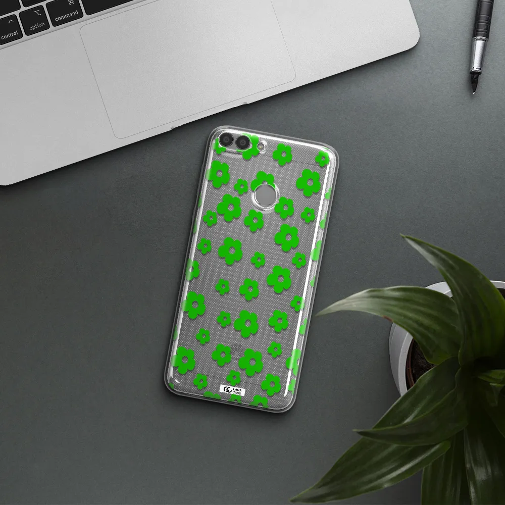 Five Petal Green Flower Huawei P Smart Clear TPU Case