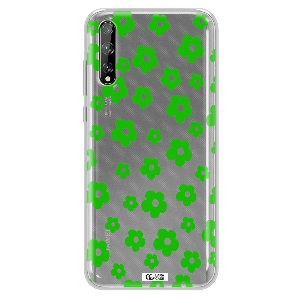 Five Petal Green Flower Huawei P Smart S Clear TPU Case