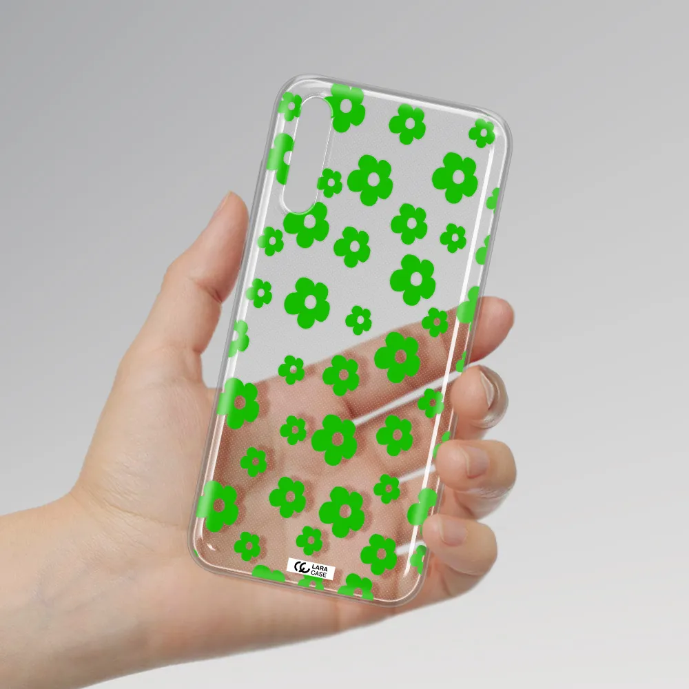 Five Petal Green Flower Huawei P Smart S Clear TPU Case