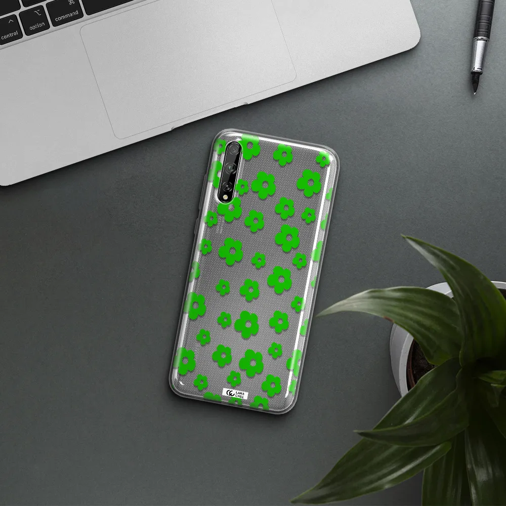 Five Petal Green Flower Huawei P Smart S Clear TPU Case
