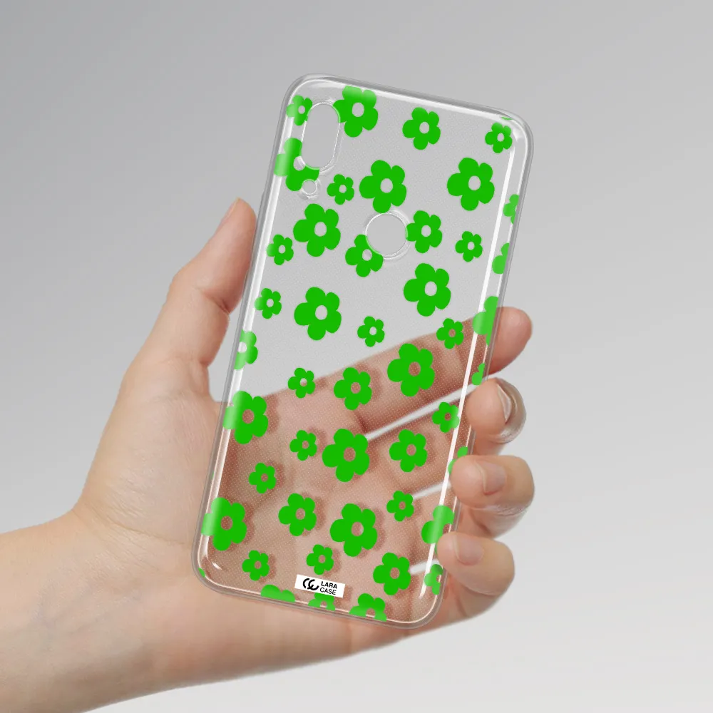 Five Petal Green Flower Huawei P Smart Z Clear TPU Case