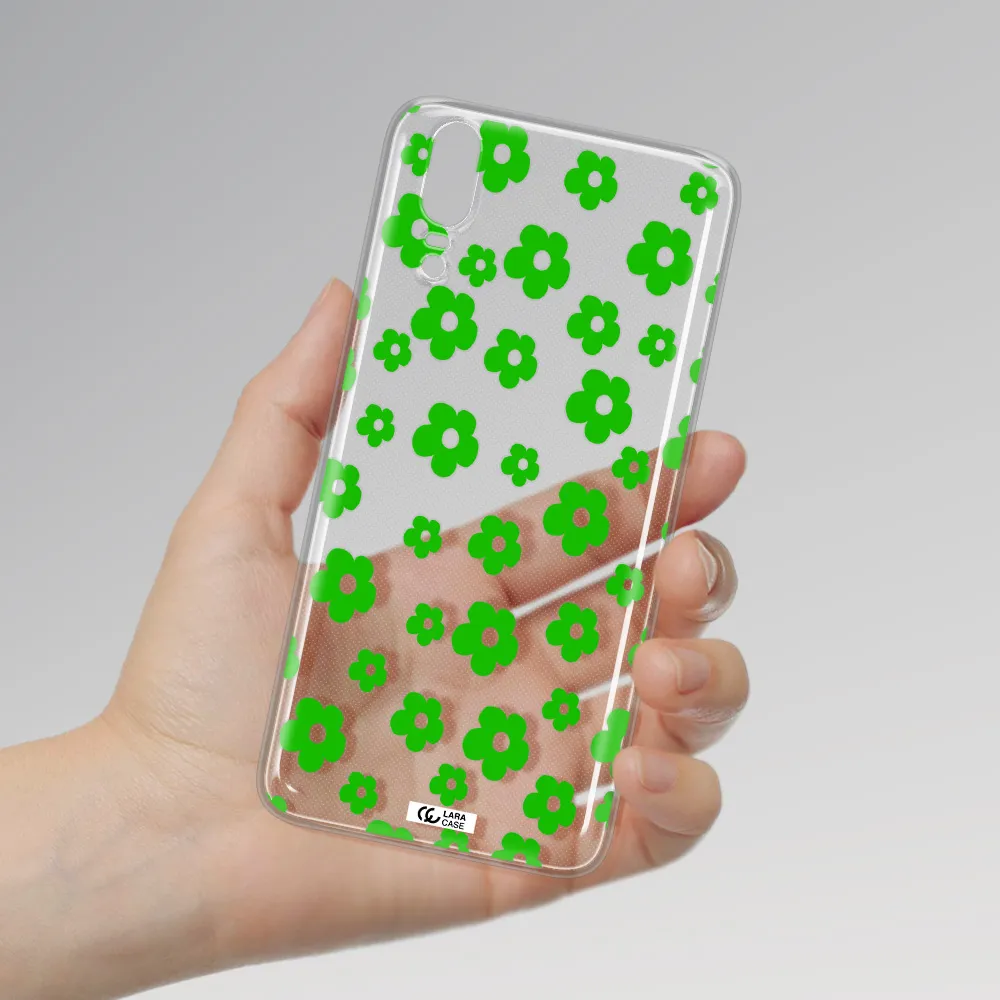 Five Petal Green Flower Huawei P20 Clear TPU Case