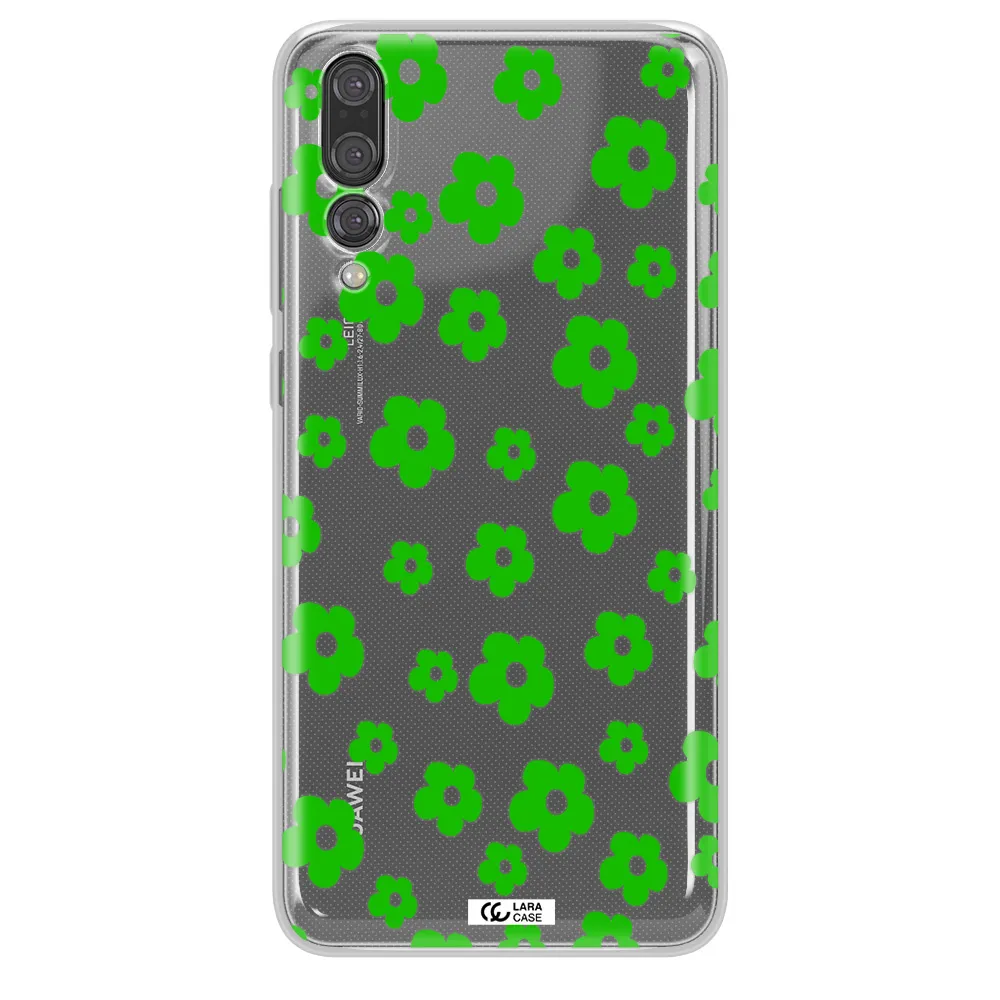 Five Petal Green Flower Huawei P20 Pro Clear TPU Case