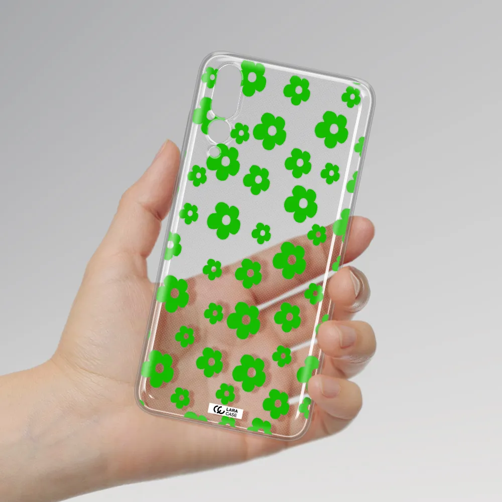 Five Petal Green Flower Huawei P20 Pro Clear TPU Case