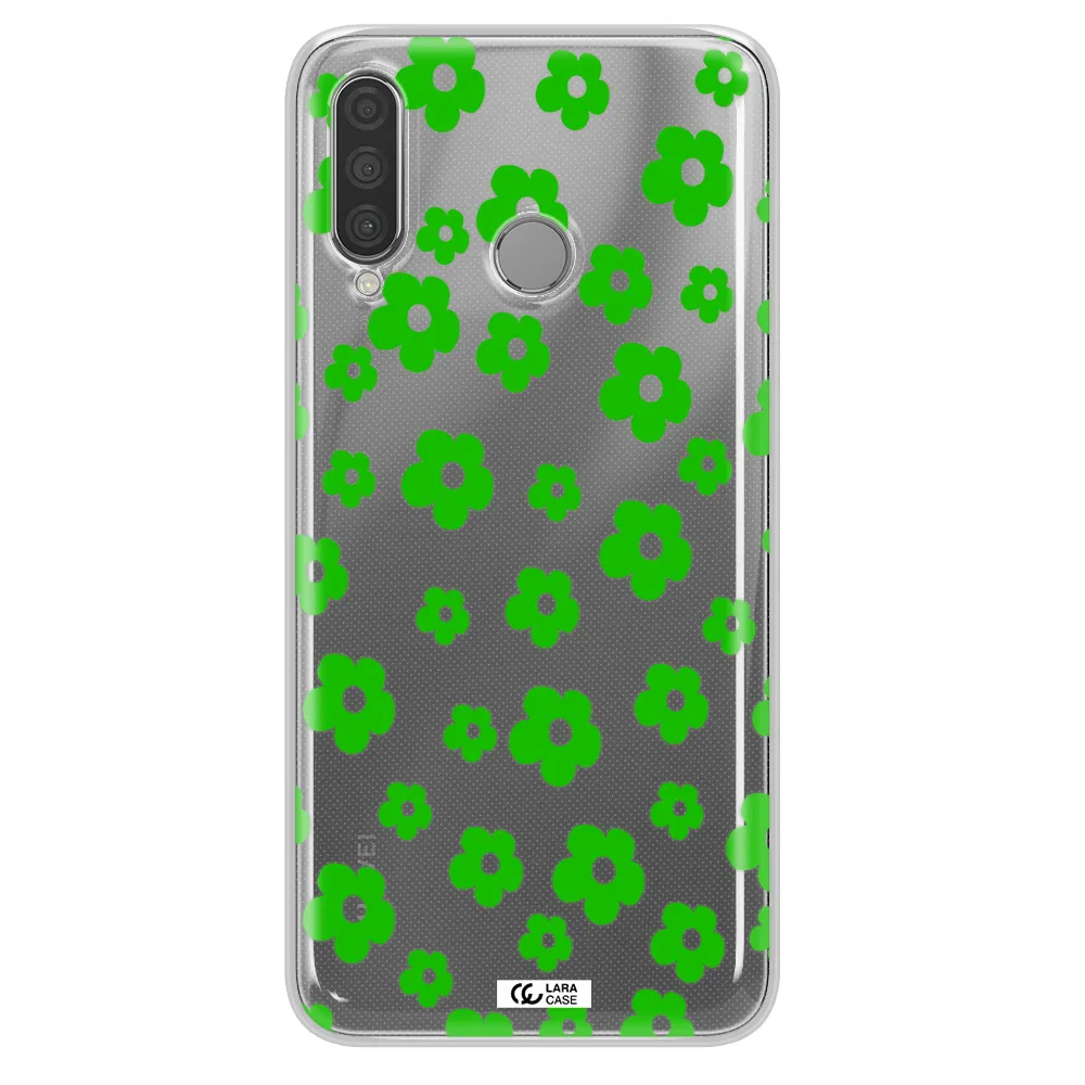 Five Petal Green Flower Huawei P30 Lite Clear TPU Case