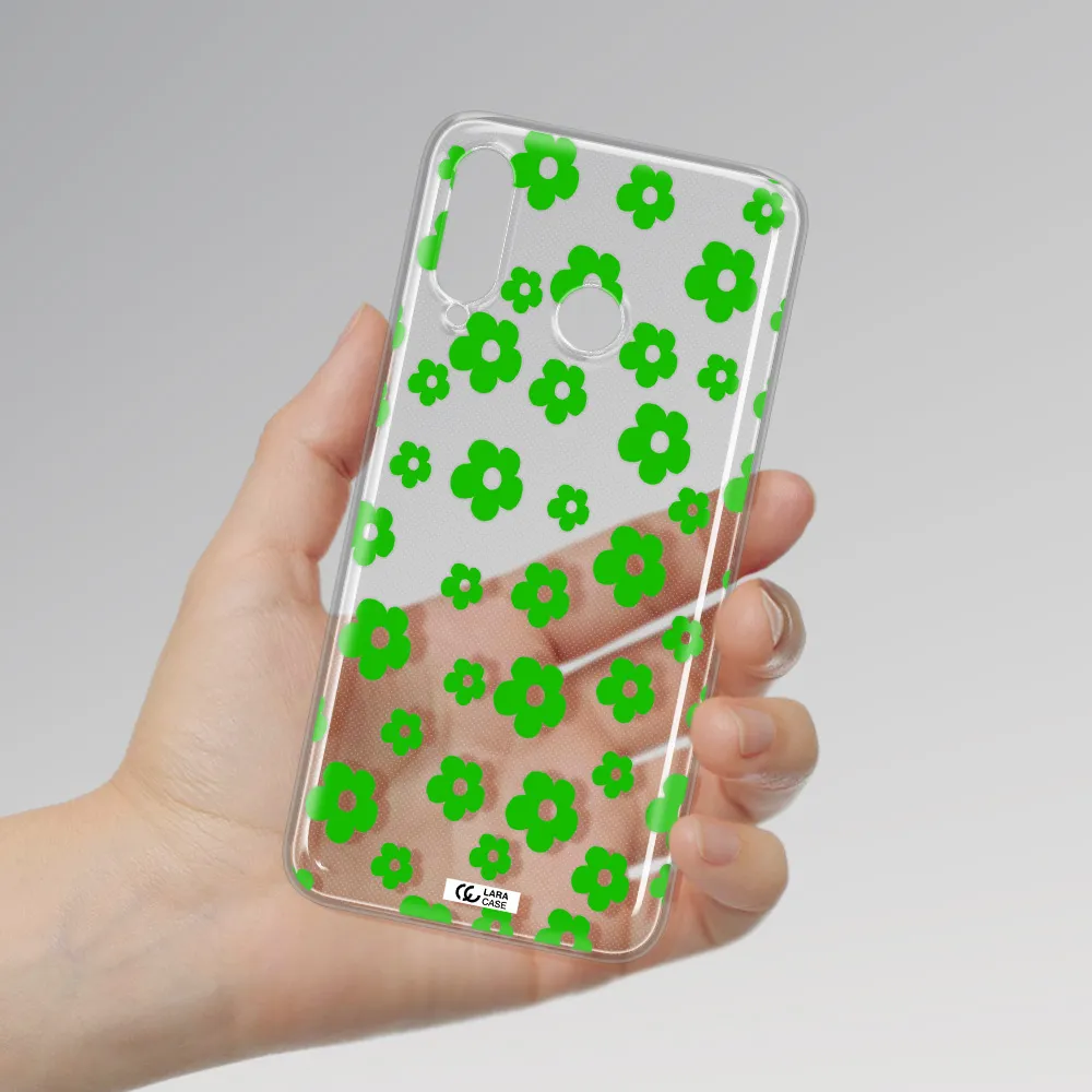 Five Petal Green Flower Huawei P30 Lite Clear TPU Case