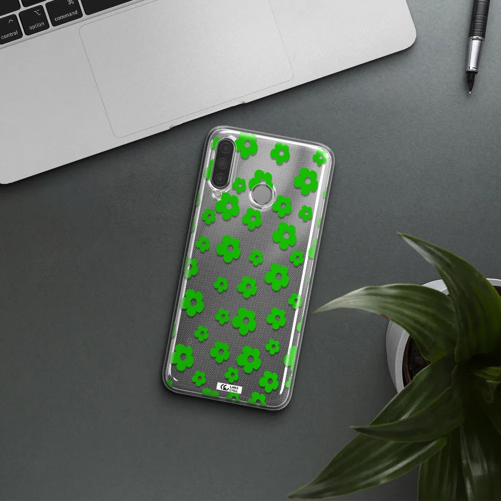 Five Petal Green Flower Huawei P30 Lite Clear TPU Case
