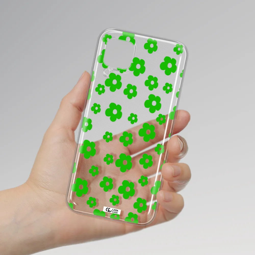 Five Petal Green Flower Huawei P40 Lite Clear TPU Case