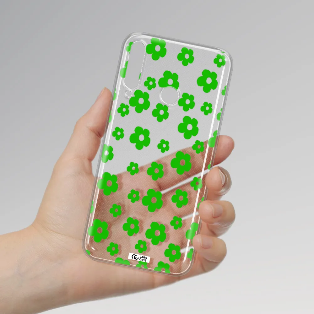 Five Petal Green Flower Huawei P40 Lite E Clear TPU Case