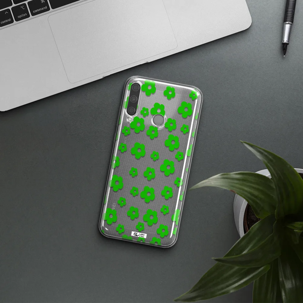 Five Petal Green Flower Huawei P40 Lite E Clear TPU Case