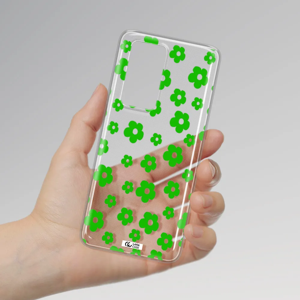 Five Petal Green Flower Huawei P40 Pro Clear TPU Case