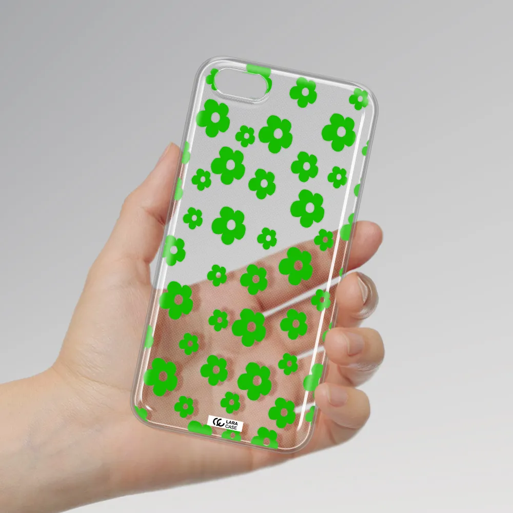 Five Petal Green Flower Huawei Y5 2018 Clear TPU Case