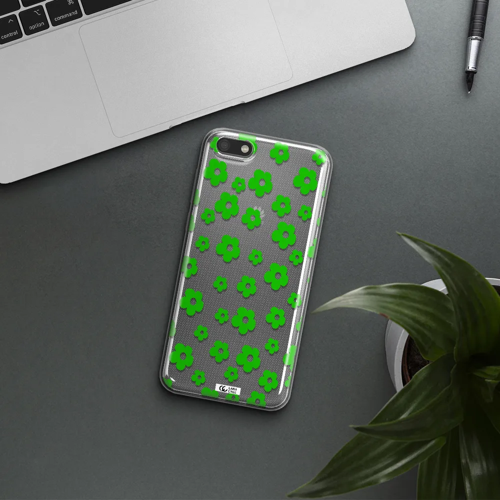 Five Petal Green Flower Huawei Y5 2018 Clear TPU Case