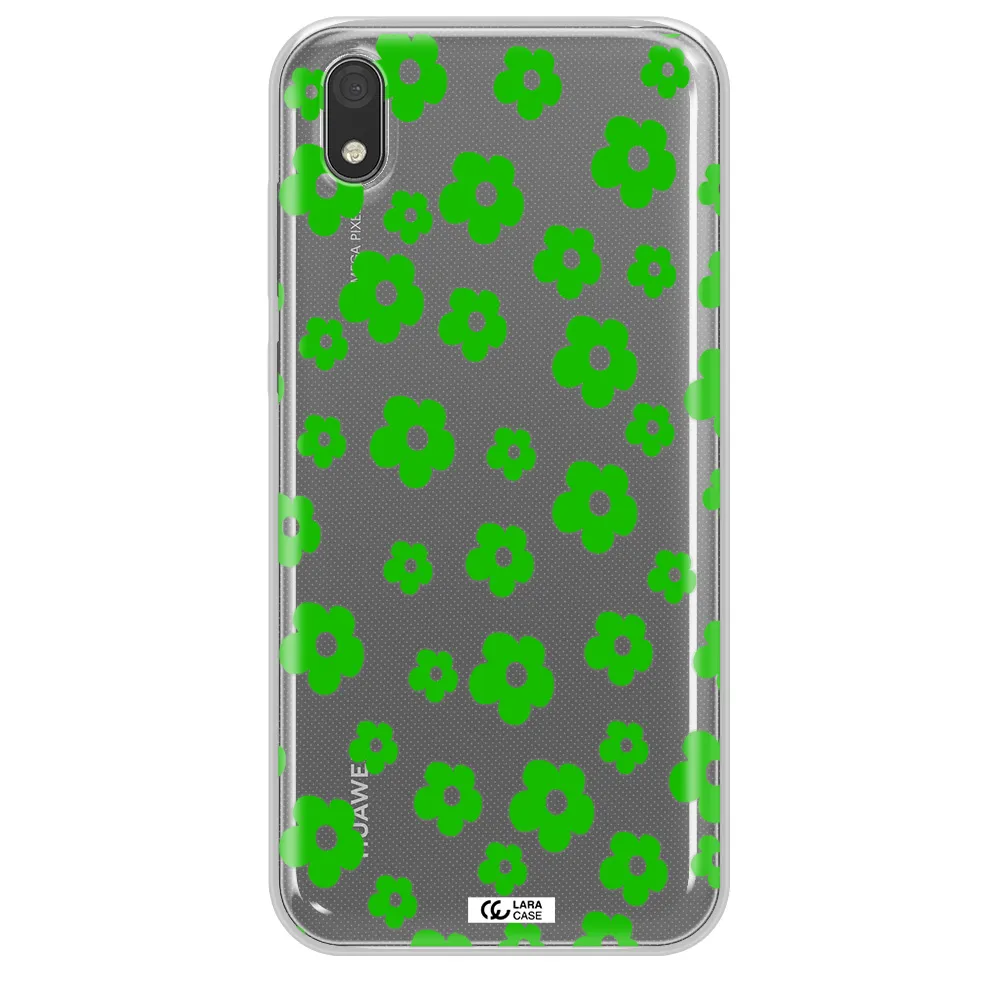 Five Petal Green Flower Huawei Y5 2019 Clear TPU Case