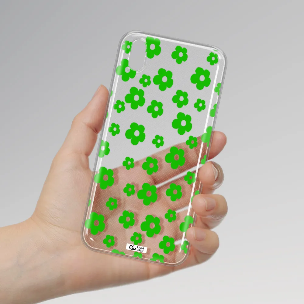 Five Petal Green Flower Huawei Y5 2019 Clear TPU Case
