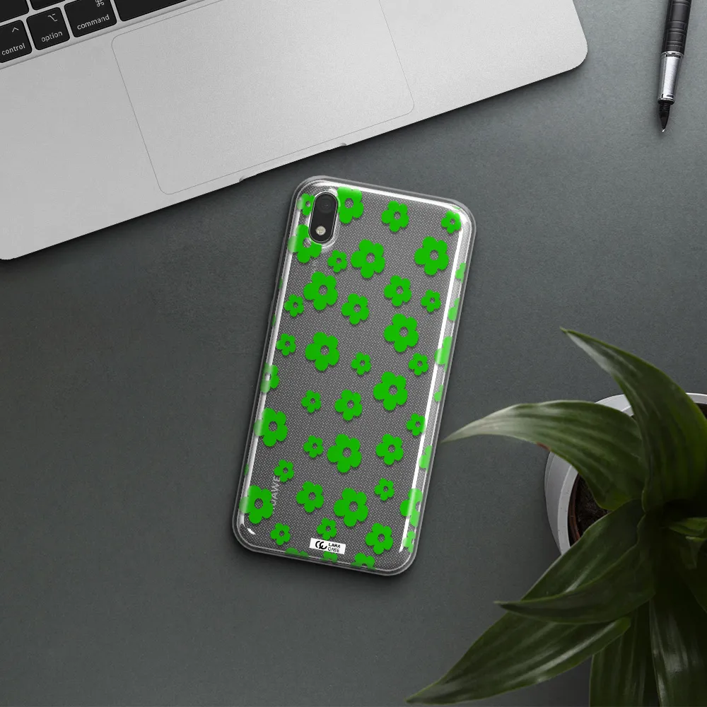 Five Petal Green Flower Huawei Y5 2019 Clear TPU Case