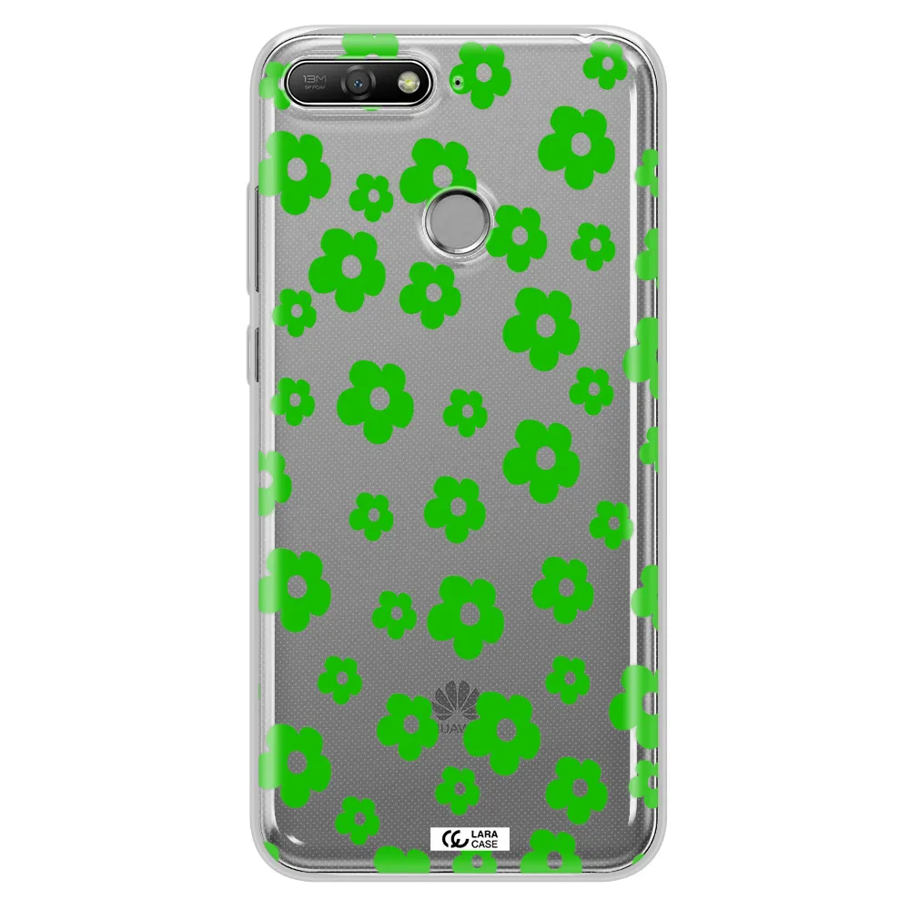 Five Petal Green Flower Huawei Y6 Prime 2018 Clear TPU Case