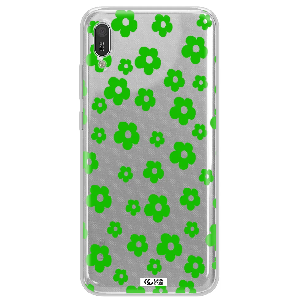 Five Petal Green Flower Huawei Y6 Pro 2019 Clear TPU Case