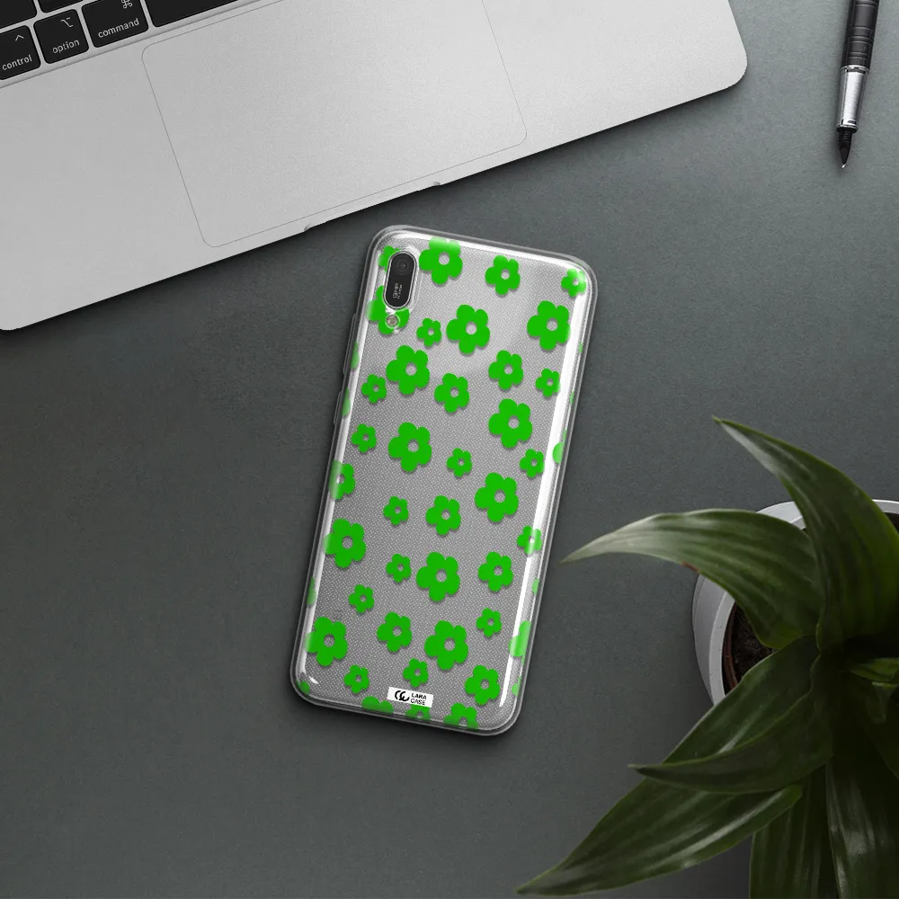 Five Petal Green Flower Huawei Y6 Pro 2019 Clear TPU Case